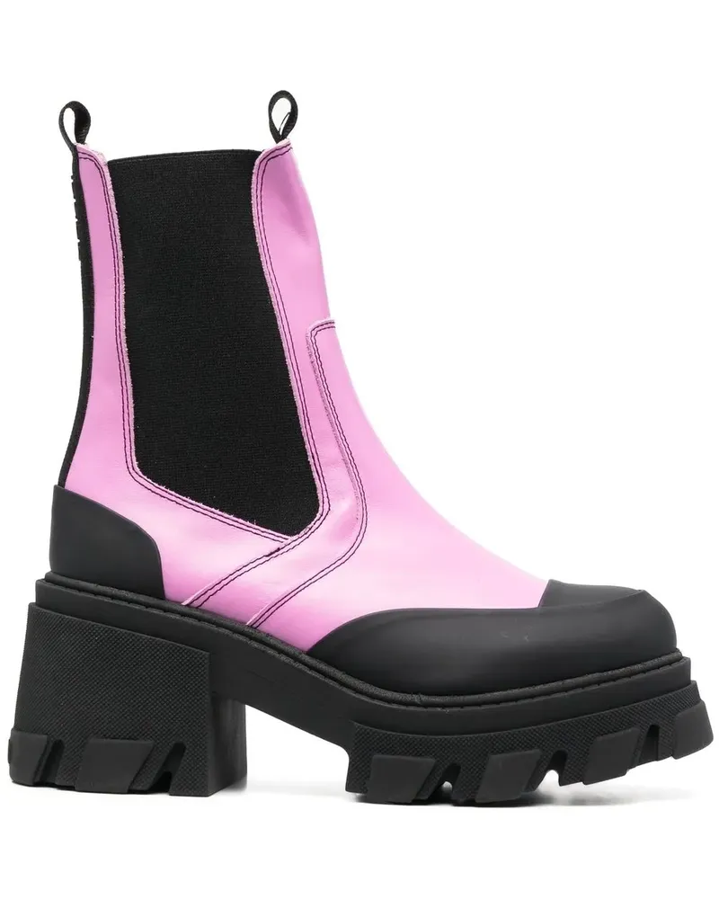 Ganni Military-Stiefel in Colour-Block-Optik - Rosa Rosa