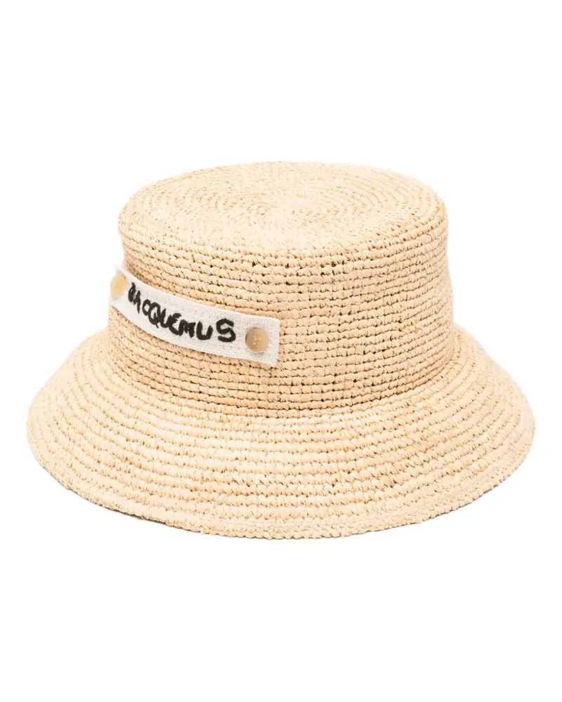 Jacquemus The Plage Hut aus Raffiabast mit Logo-Patch - Nude Nude