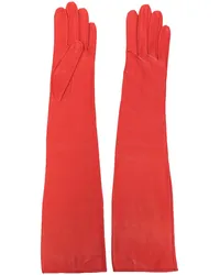 Manokhi Ellenbogenlange Lederhandschuhe Rot