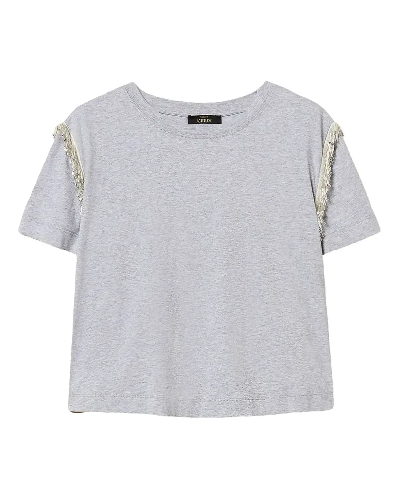 Twin-Set T-Shirt mit Fransen - Grau Grau