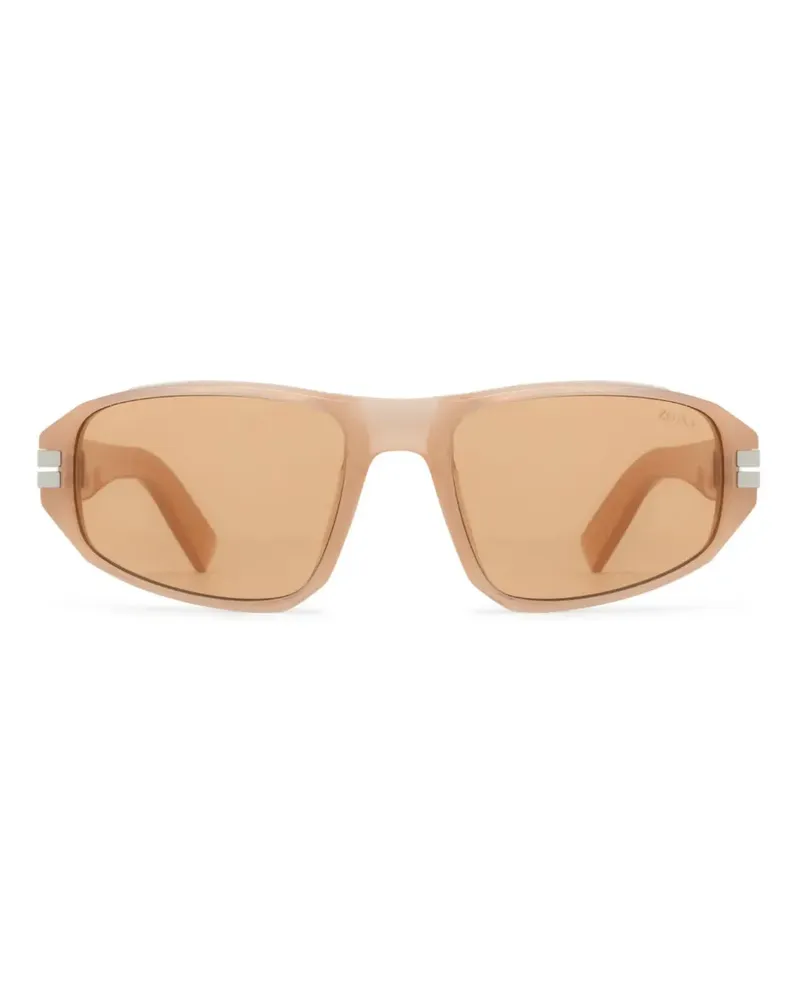 Ermenegildo Zegna Sonnenbrille mit ovalem Gestell - Braun Braun