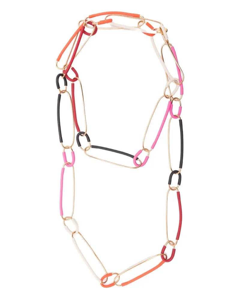 Liviana Conti Halskette mit Lederbändern - Rosa Rosa