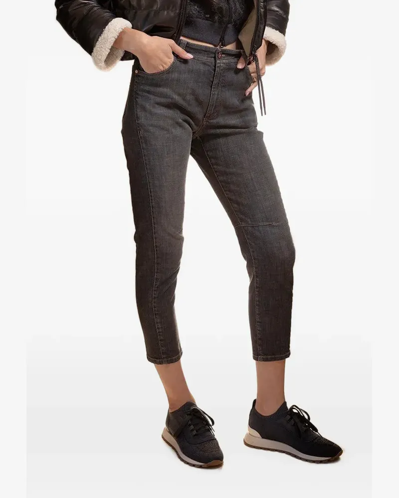 Brunello Cucinelli buttoned cropped jeans - Grau Grau