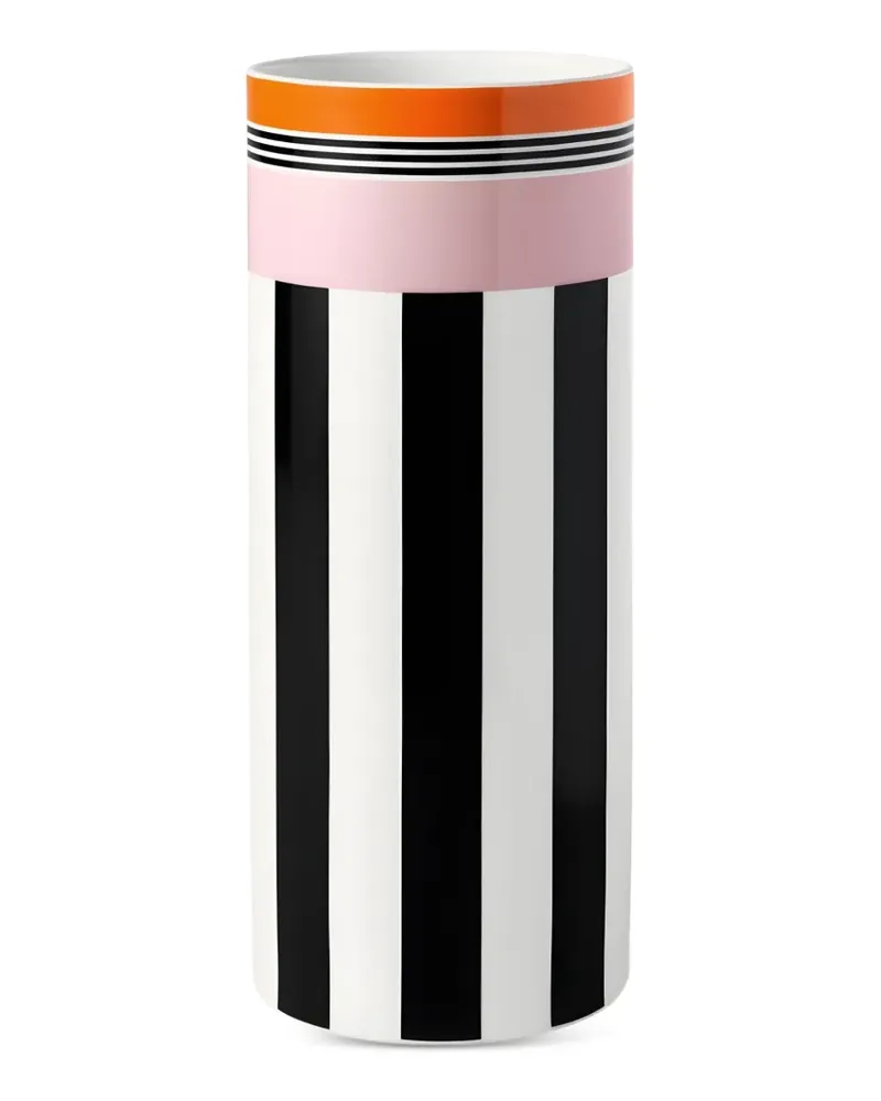 Villeroy & Boch Gestreifte Memphis Vase - Schwarz Schwarz