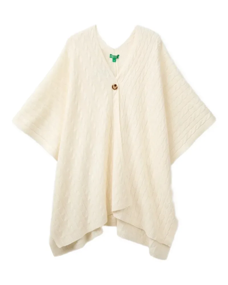 Benetton cable-knit button-up cape - Weiß Weiß