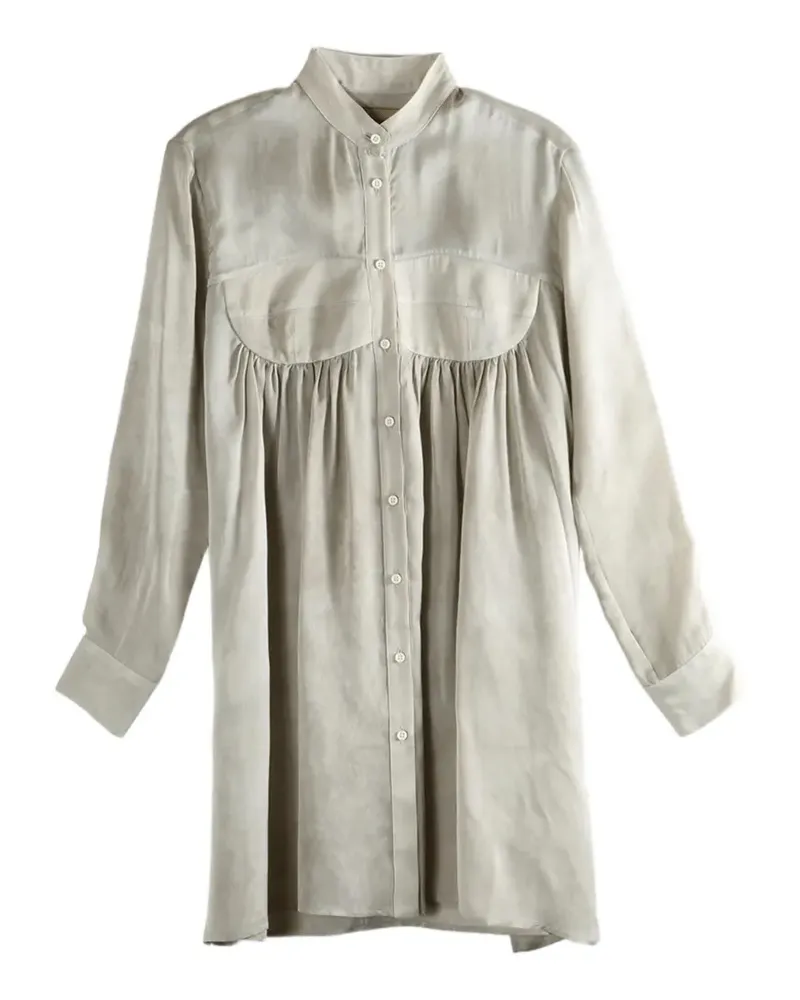 Uma Wang gathered long-sleeve mini dress - Grau Grau