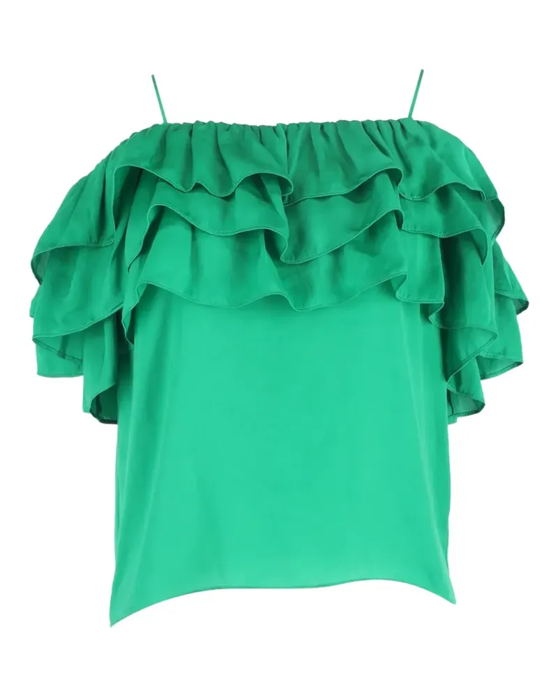 Maje ruffled off-shoulder top - Grün Grün