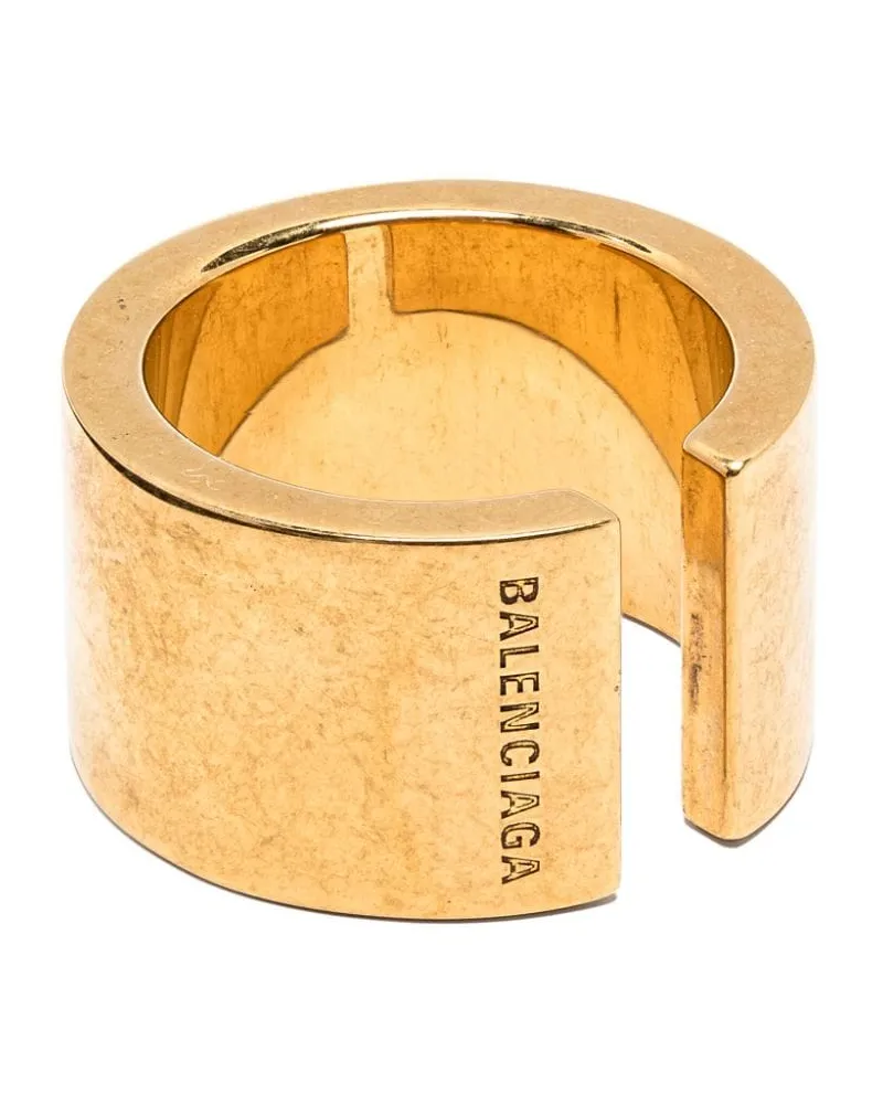 Balenciaga Breiter Ring mit Logo-Gravur Gold