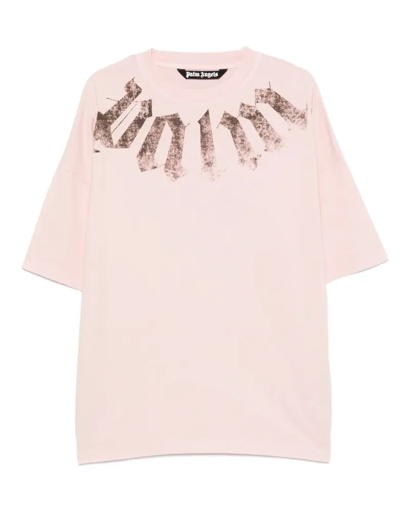 Palm Angels Big Neck T-Shirt mit Logo-Print - Rosa Rosa