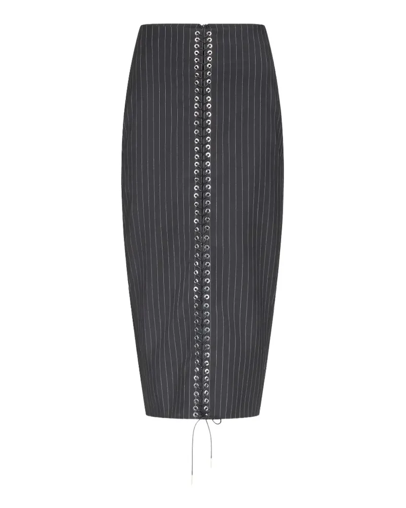 Ludovic de Saint Sernin pinstriped eyelet skirt - Grau Grau