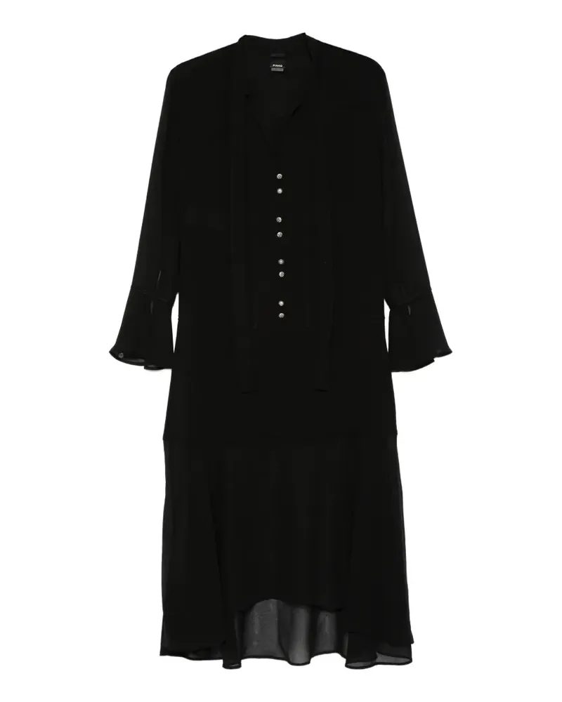 Pinko Georgette-Kleid mit Knöpfen - Schwarz Schwarz