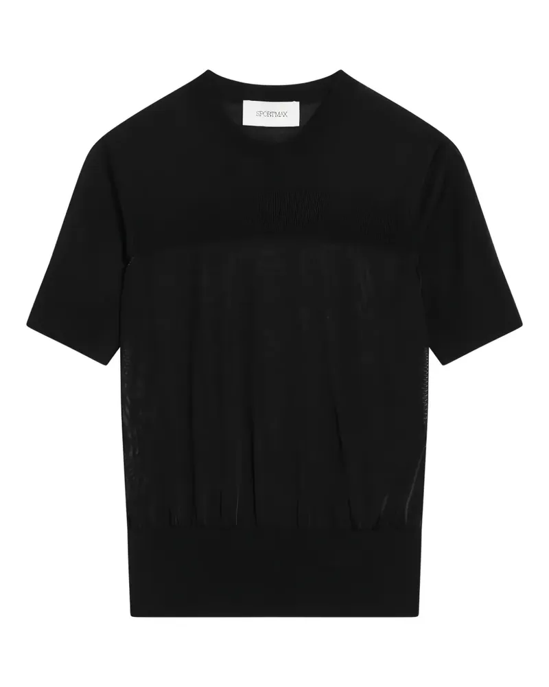 SPORTMAX T-Shirt mit geripptem Saum - Schwarz Schwarz