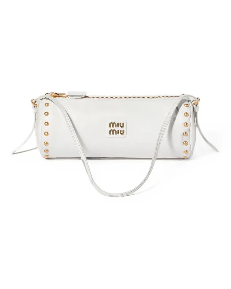 Miu Miu rivet-embellished leather shoulder bag - Weiß Weiß