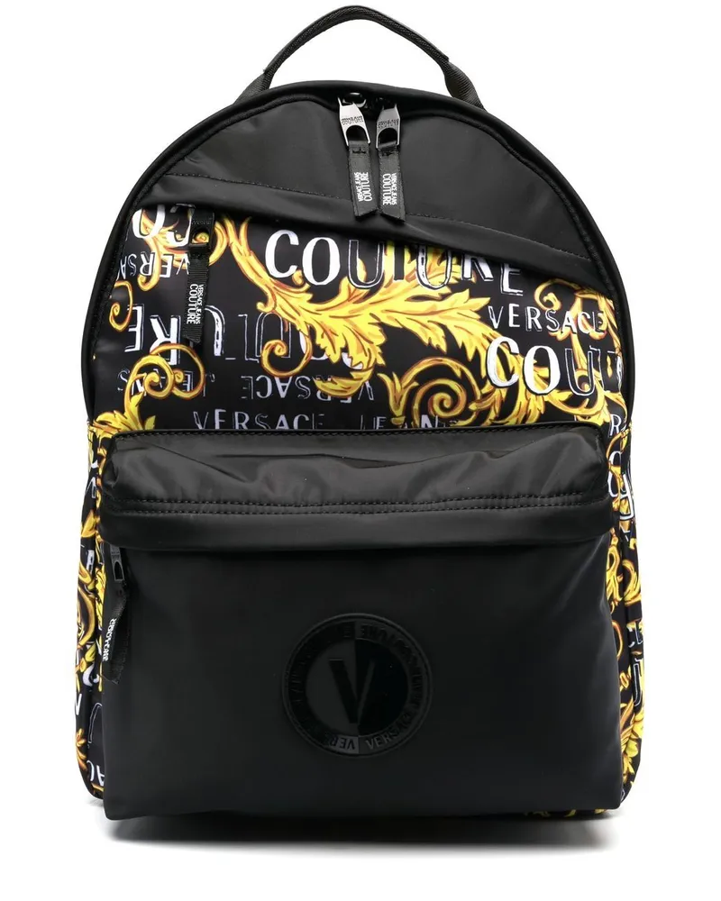 Versace Jeans Rucksack mit Barockmuster Schwarz