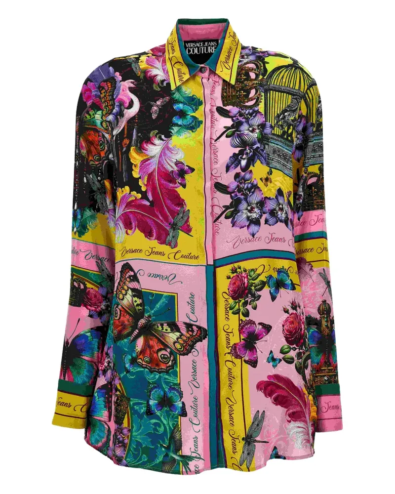 Versace Jeans Hemd mit Schmetterling-Print - Rosa Rosa