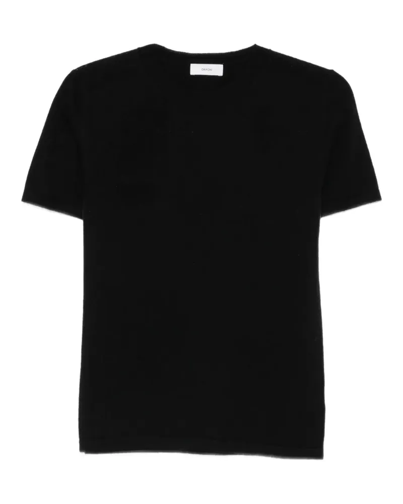 Mauro Grifoni Fein gestricktes T-Shirt - Schwarz Schwarz