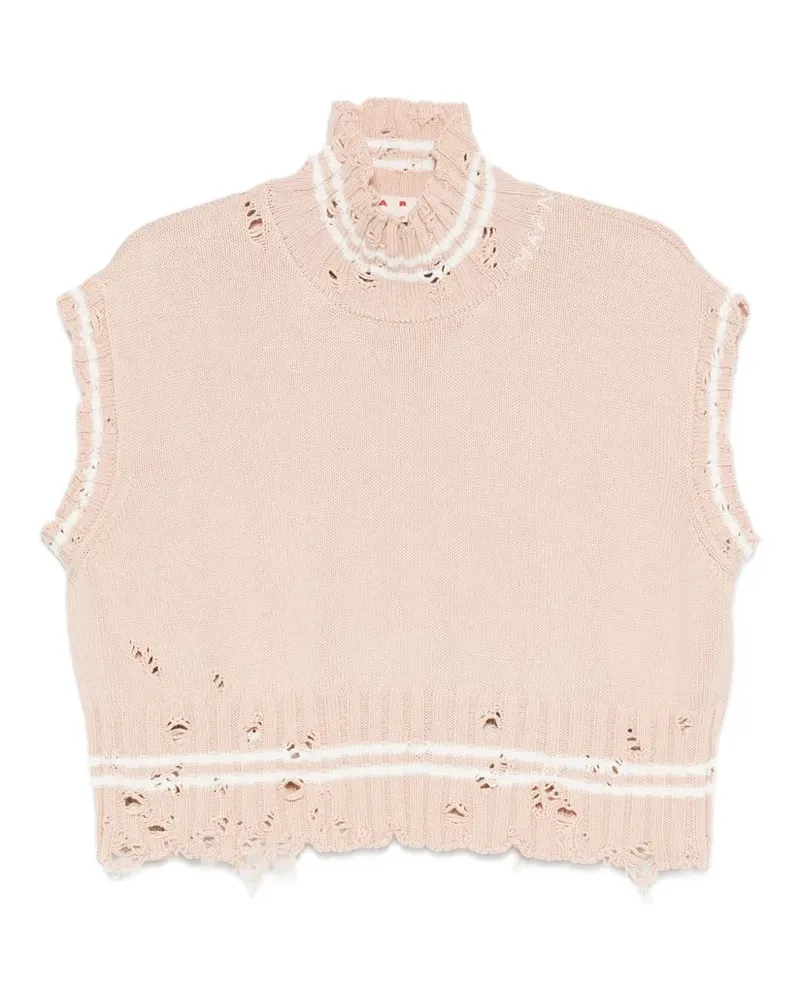 Marni high-neck frayed knitted top - Rosa Rosa