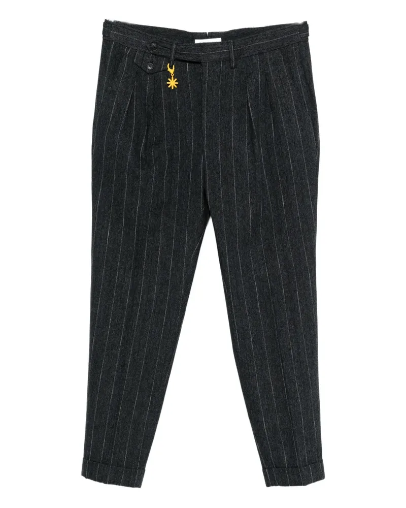 Manuel Ritz pinstriped trousers - Schwarz Schwarz