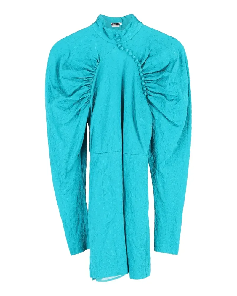 ROTATE Birger Christensen Jacquard-Kleid mit Puffärmeln - Blau Blau