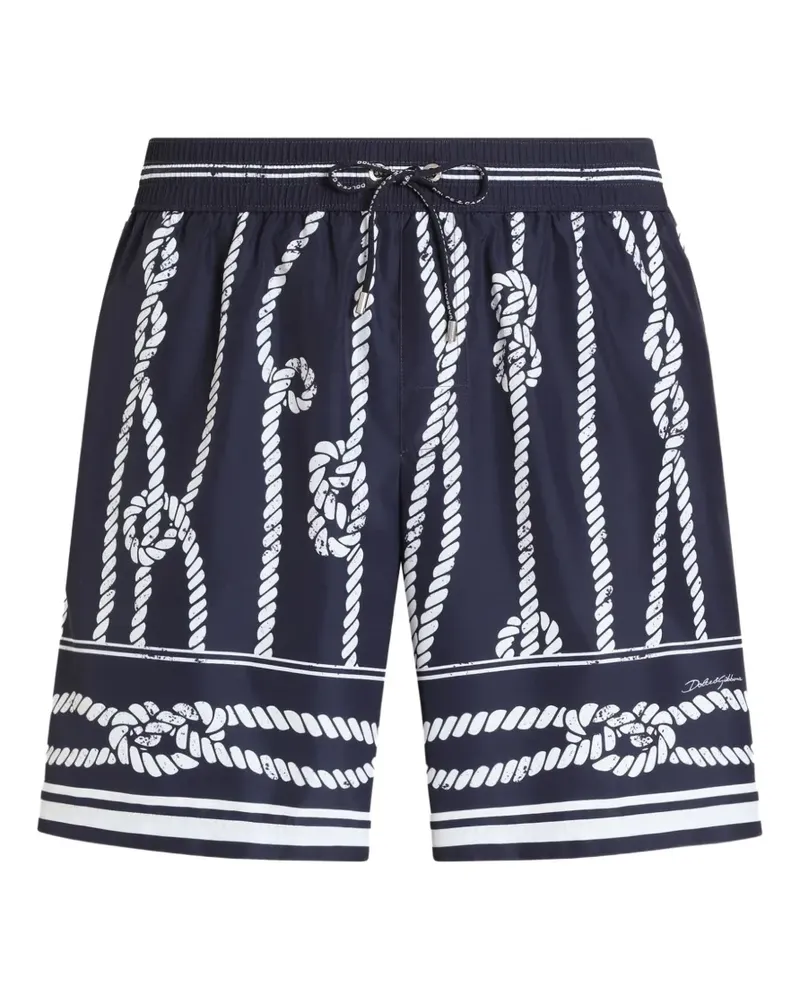 Dolce & Gabbana Badeshorts aus Canvas mit Marina-Print - Blau Blau