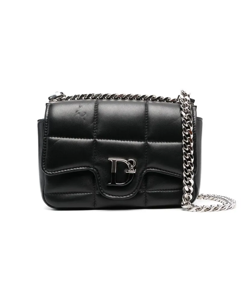 Dsquared2 Gesteppte Umhängetasche mit Logo-Schild - Schwarz Schwarz