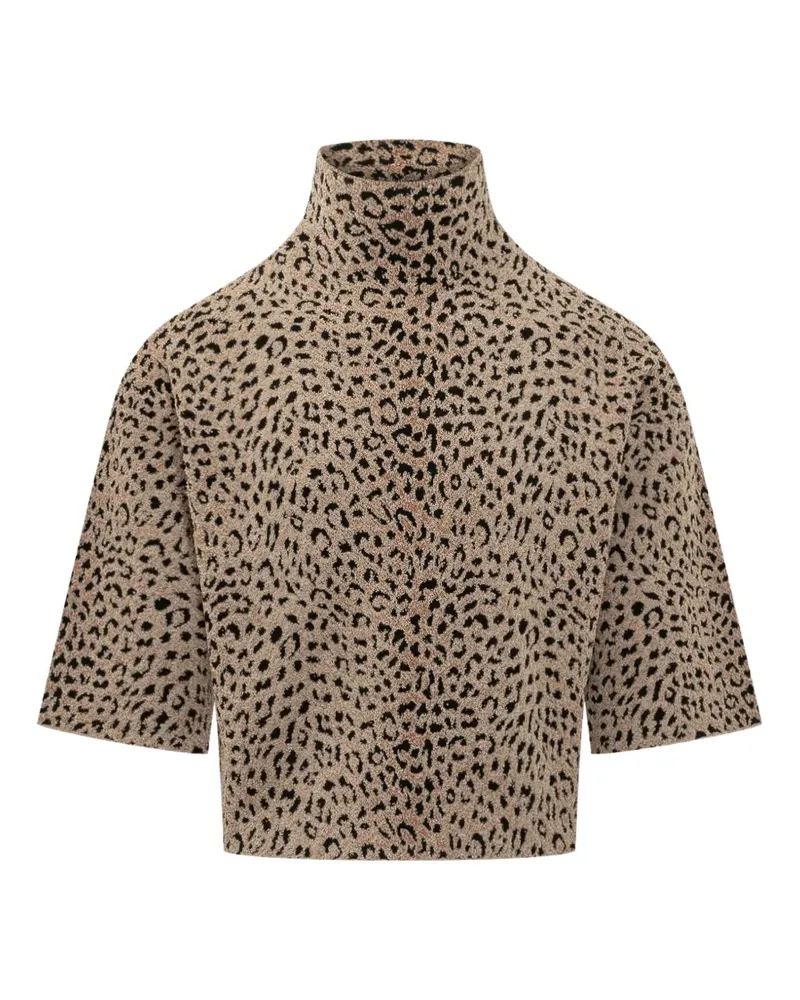 Givenchy leopard-print high-neck T-shirt - Nude Nude