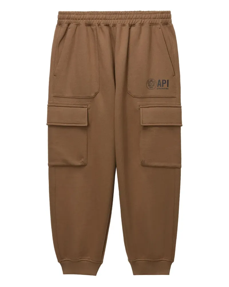 Alpha Industries Jogginghose mit aufgesetzten Taschen - Braun Braun