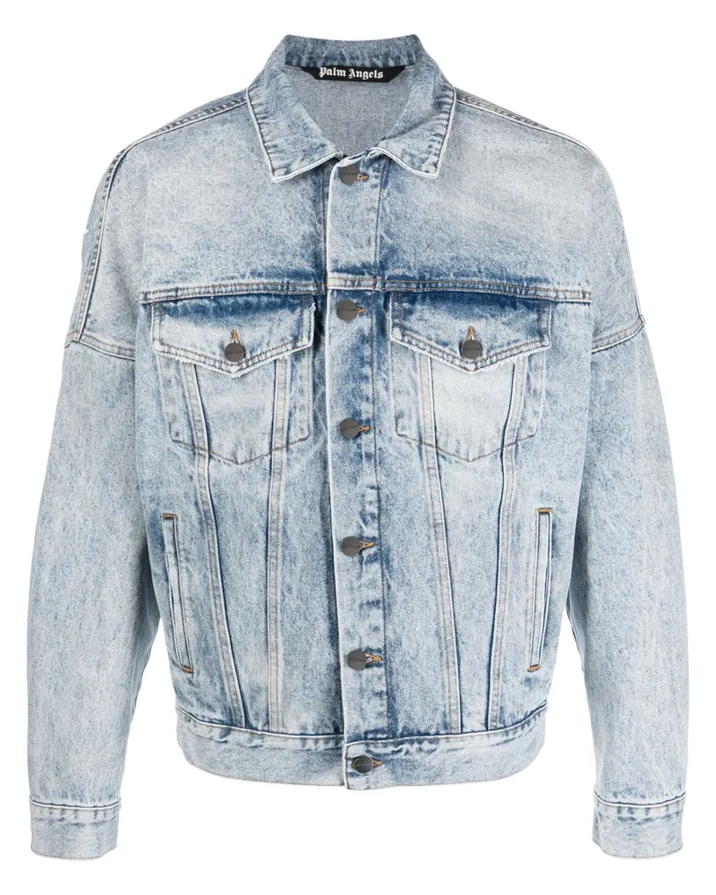 Palm Angels Jeansjacke mit Logo-Print - Blau Blau