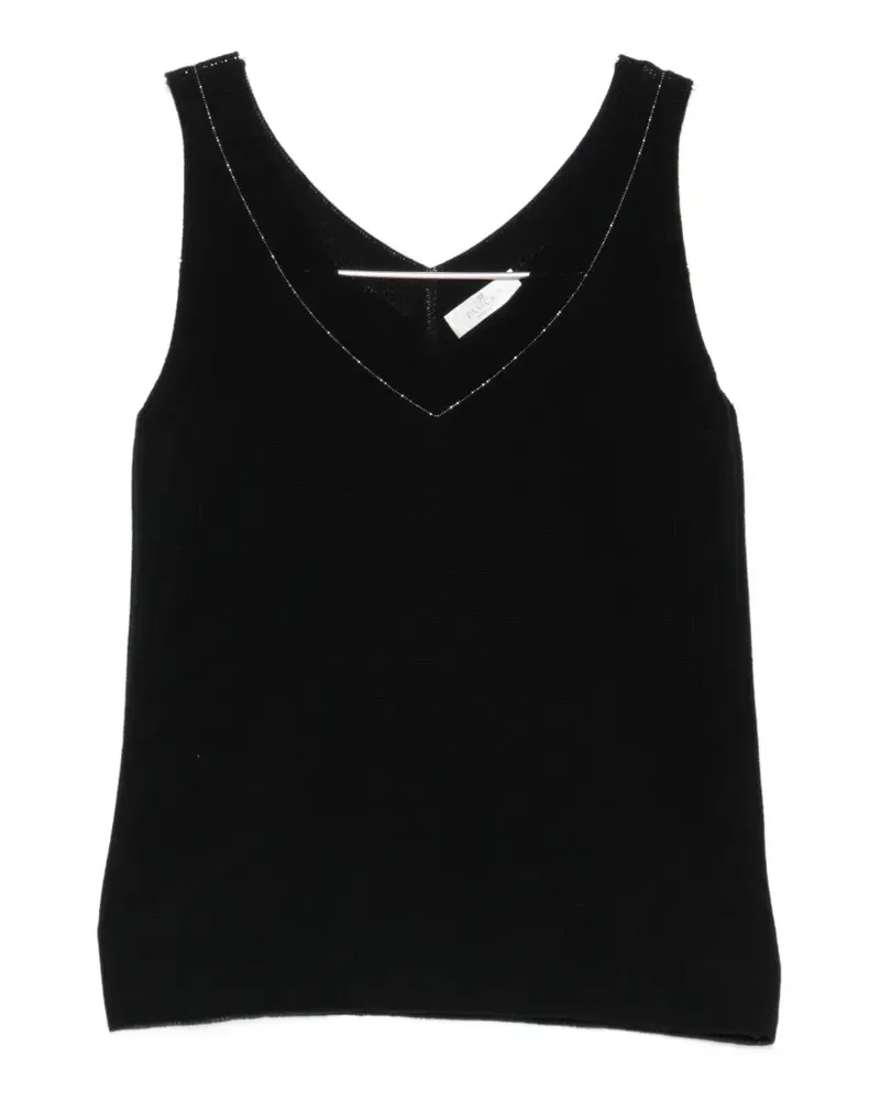 PANICALE Cashmere bead-embellished V-neck top - Schwarz Schwarz