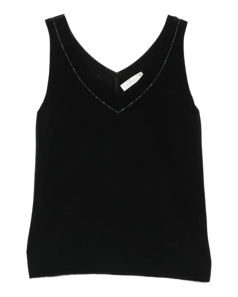 PANICALE Cashmere bead-embellished V-neck top - Schwarz Schwarz