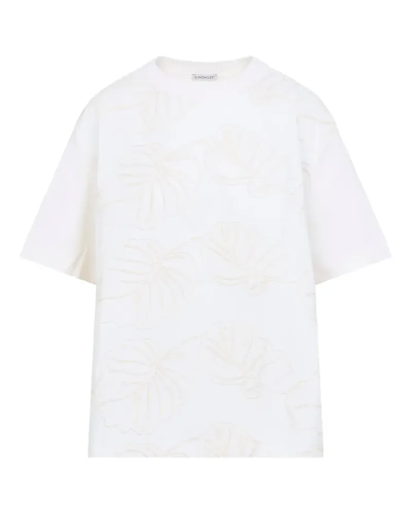 Moncler Schleifen-T-Shirt mit Blumenstickerei - Weiß Weiß
