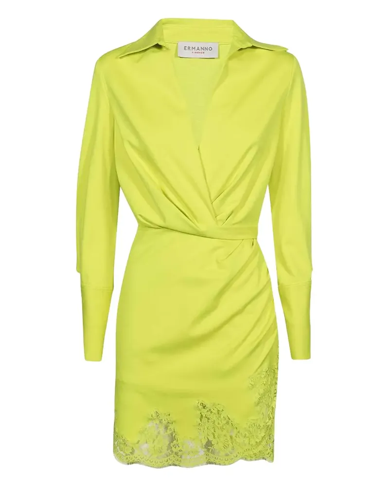 Ermanno Scervino lace-trimmed mini shirt dress - Grün Grün