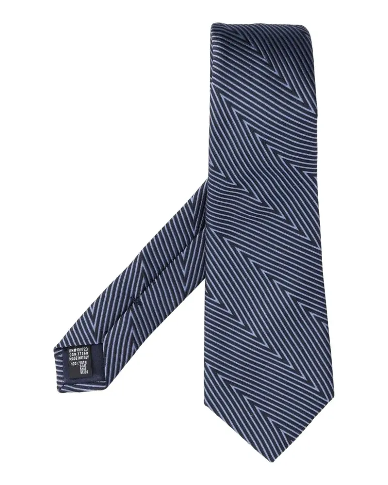 Giorgio Armani Seidenkrawatte mit Zickzackmuster - Blau Blau