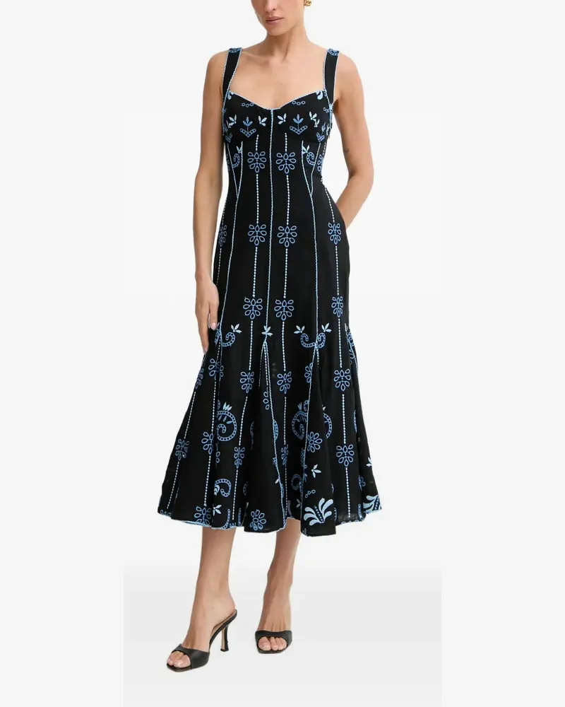 Charo Ruiz Besticktes Naia Maxikleid - Schwarz Schwarz