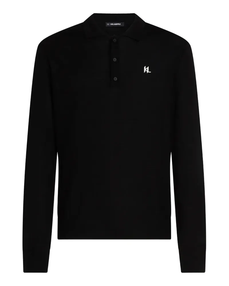 Karl Lagerfeld logo-embroidered polo shirt - Schwarz Schwarz