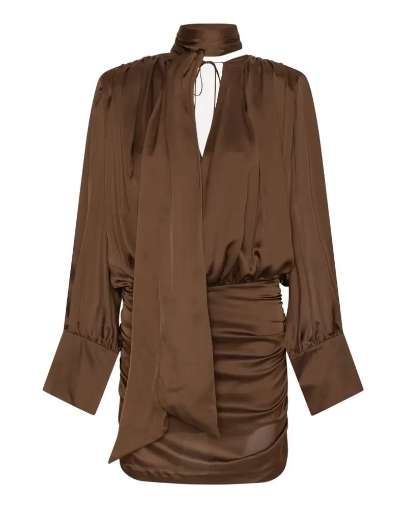 ROTATE Birger Christensen Kleid mit V-Ausschnitt - Braun Braun