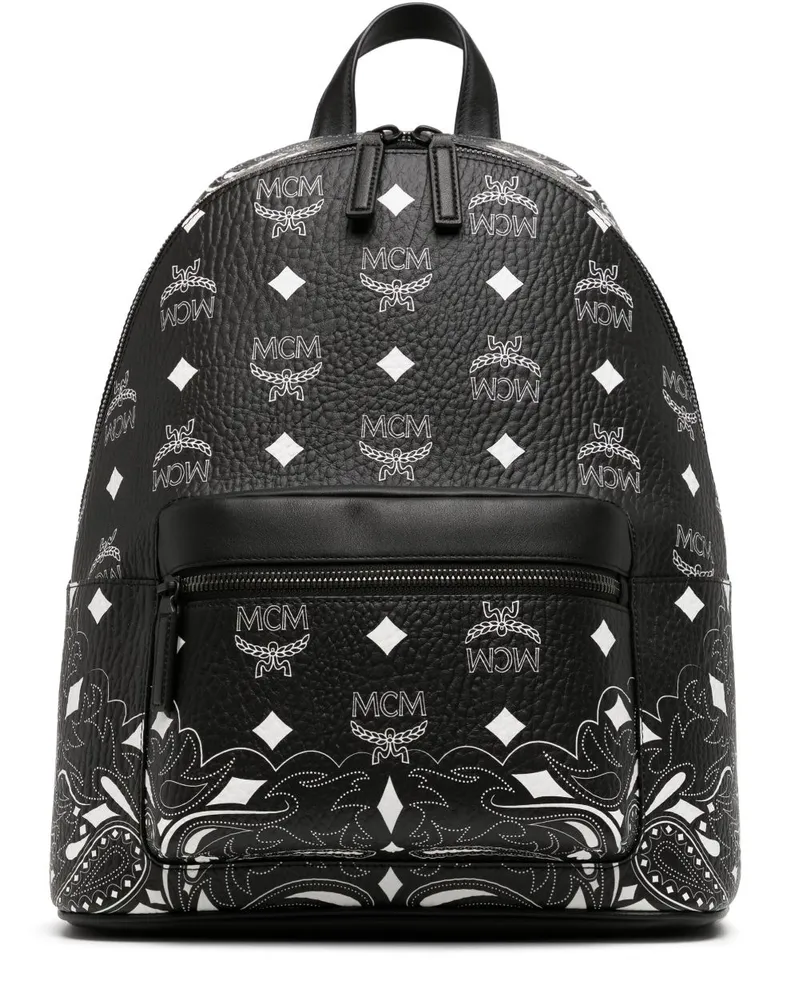 MCM Mittelgroßer Stark Rucksack mit Print Schwarz