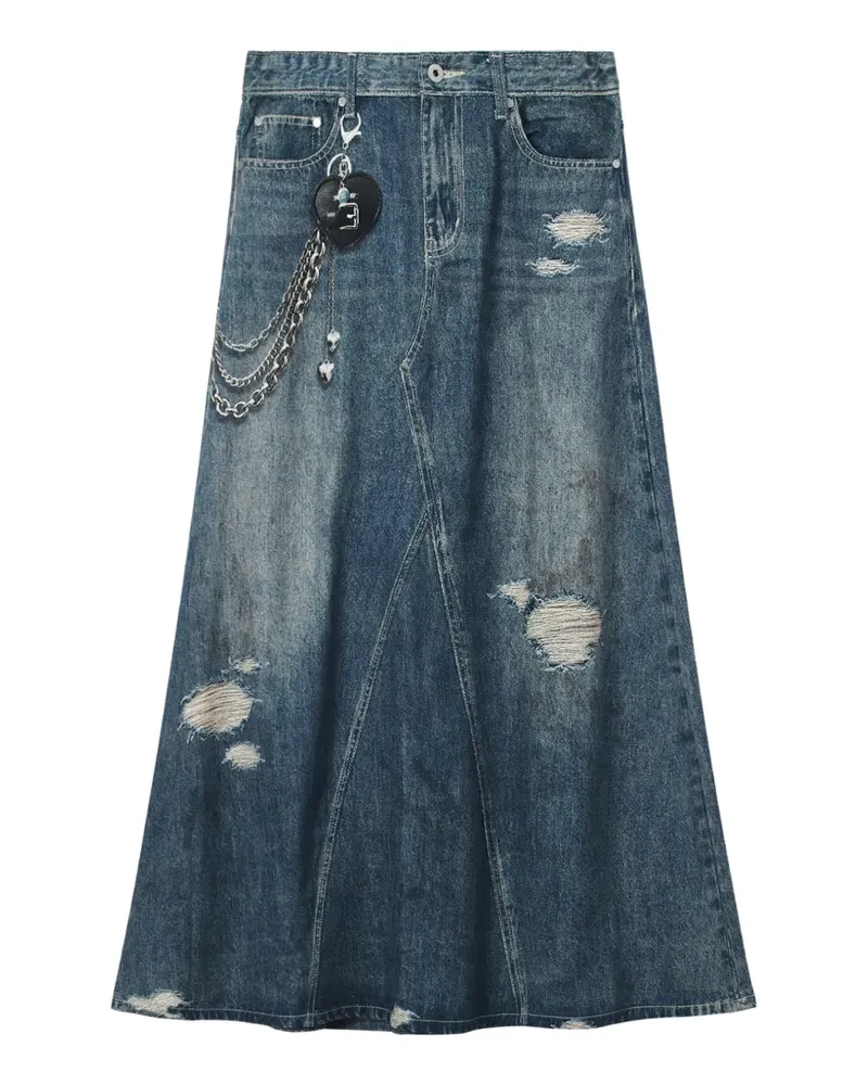 Musium Div. Jeansrock im Distressed-Look - Blau Blau