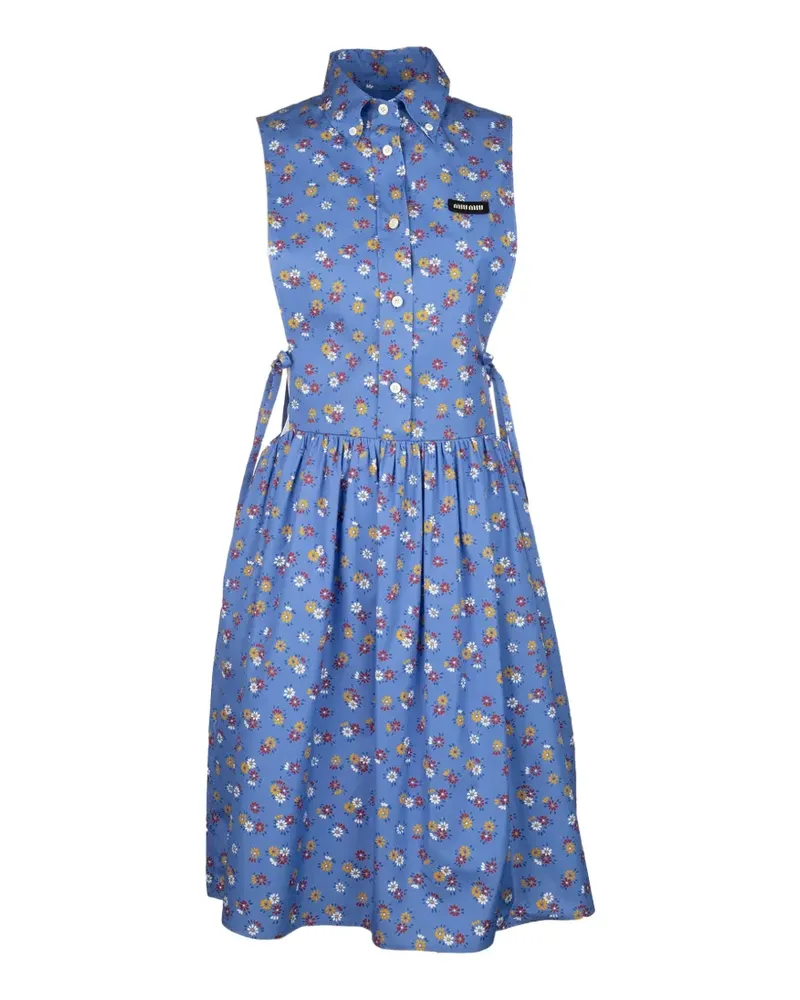 Miu Miu floral-print sleeveless midi dress - Blau Blau