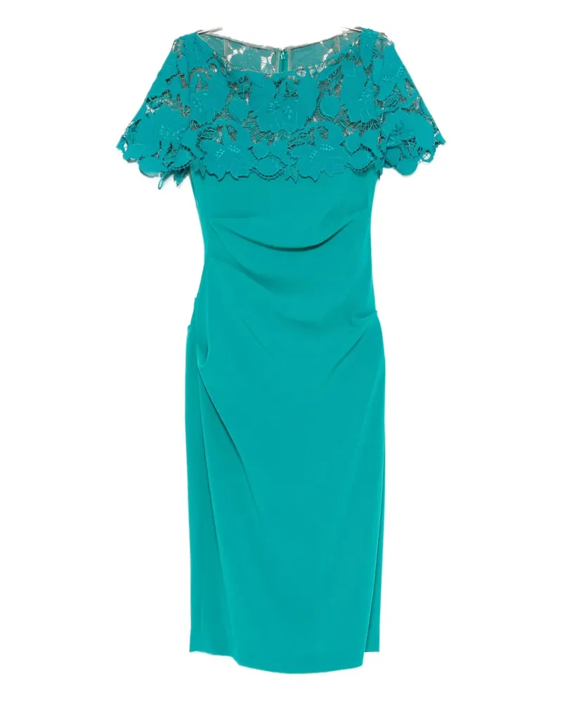 Talbot Runhof Kleid mit Spitzeneinsätzen - Blau Blau