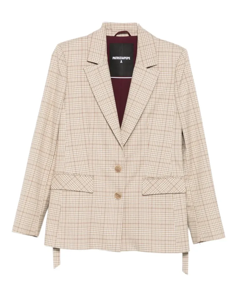 Patrizia Pepe Kariertes Sakko mit zwei Knöpfen - Nude Nude
