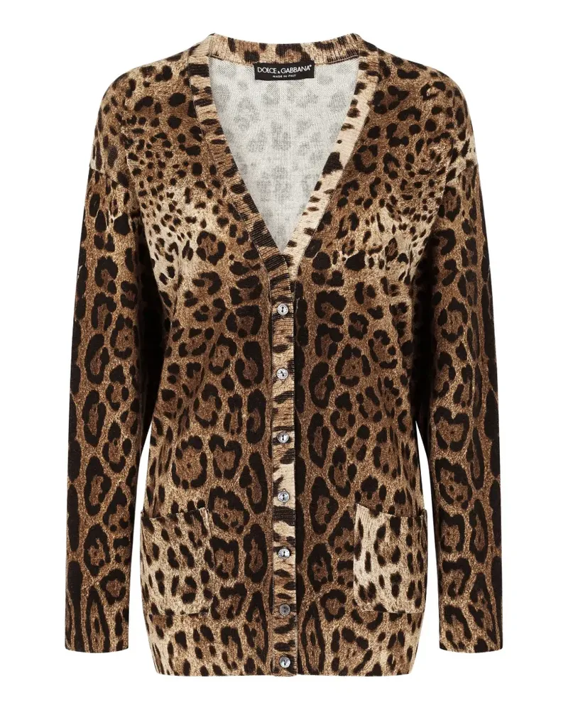 Dolce & Gabbana Cardigan mit Leoparden-Print - Braun Braun