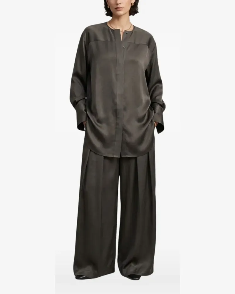 Uma Wang button-up collarless shirt - Braun Braun