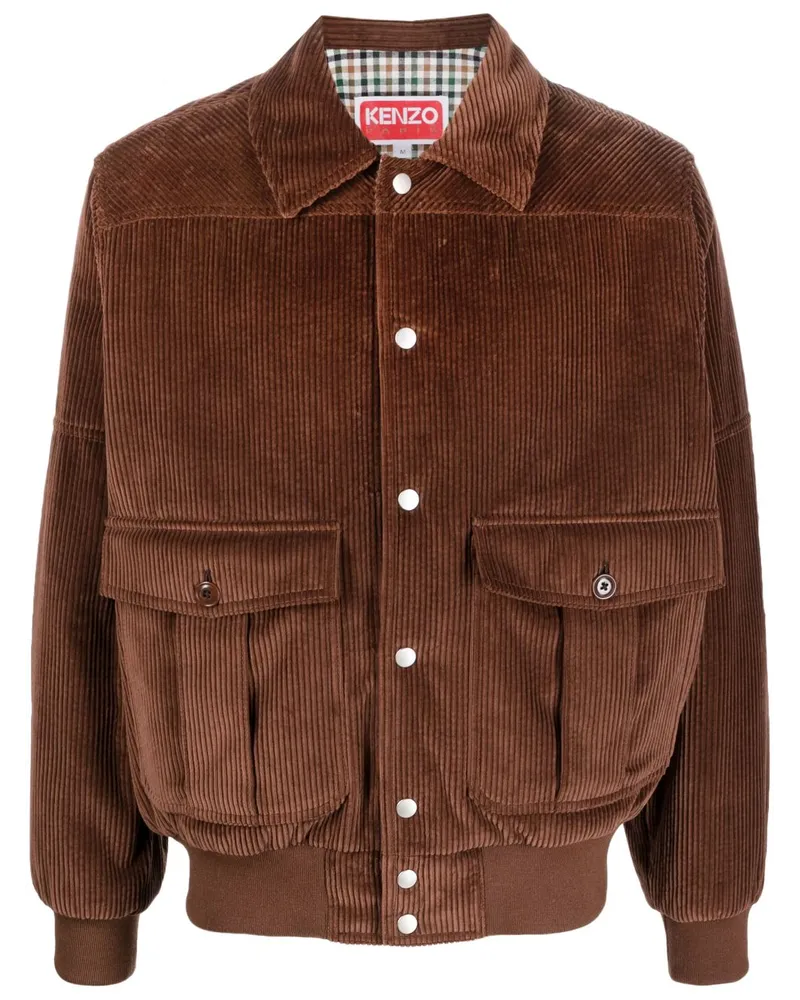 Kenzo Cordjacke mit Logo-Patch - Braun Braun