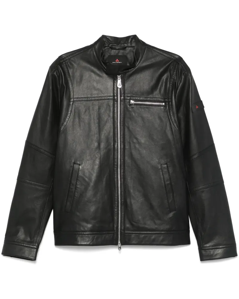 Peuterey Klassische Lederjacke - Schwarz Schwarz