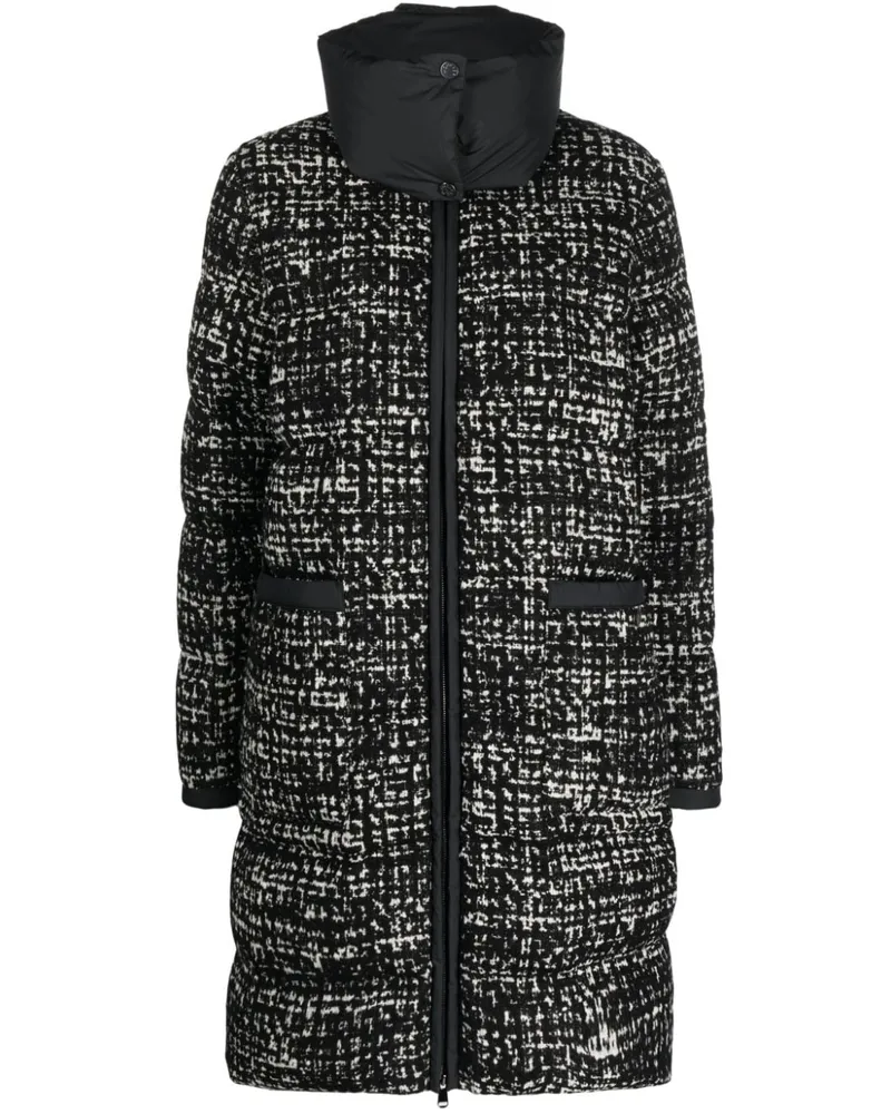 Moncler Rhone Tweed-Daunenmantel Schwarz