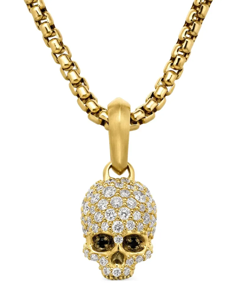 David Yurman 18kt Memento Mori Skull Gelbgoldamulett mit Diamanten Gold