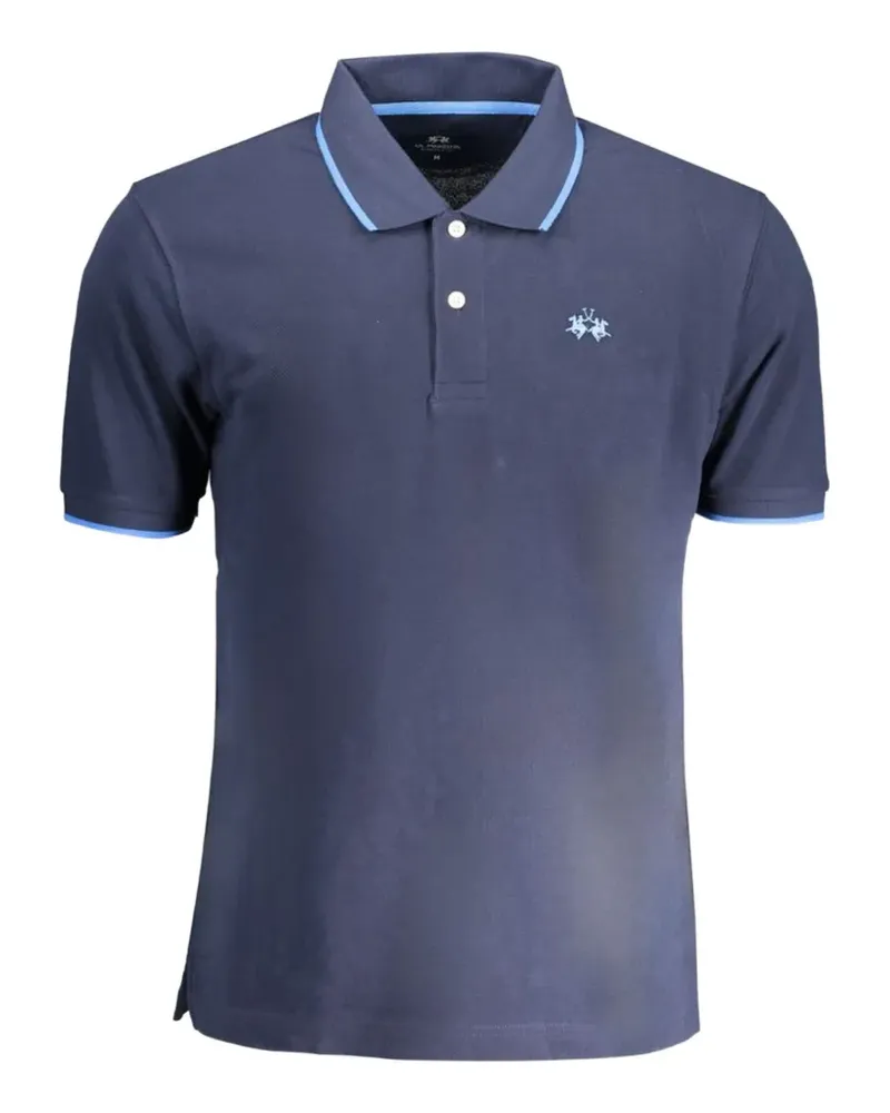 La Martina embroidered-logo piqué polo shirt - Blau Blau