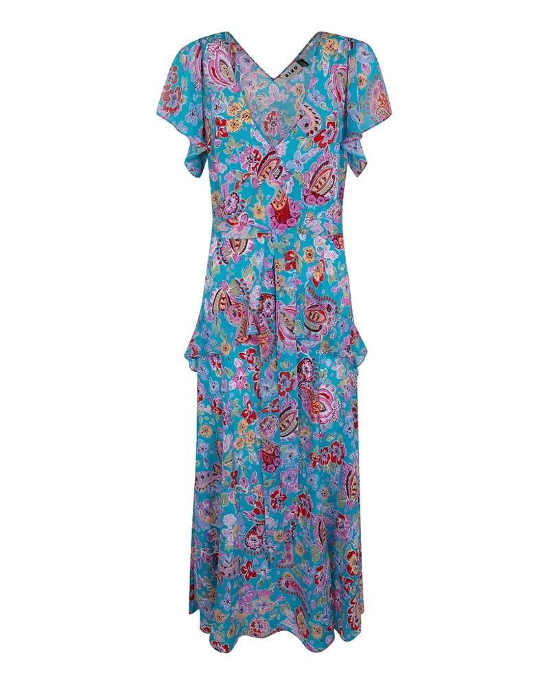 RIXO floral-print tiered dress - Blau Blau