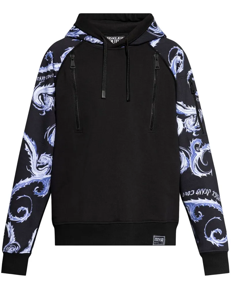 Versace Jeans Sweatshirt mit Barock-Print Schwarz